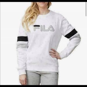 FILA‎ Spellout Logo Cozy White Crewneck Pullover Long Sleeve Sweater